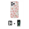 MARSİLYAN™- iPhone 15 Pro Max Kılıf Pusula Form - Siyah 360 Mat Full Body Arka Koruyucu + PVD Metal Kamera Lens - GS