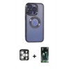 MARSİLYAN™- iPhone 15 Pro Max Kılıf Pusula Form - Siyah 360 Mat Full Body Arka Koruyucu + PVD Metal Kamera Lens - GS
