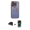 MARSİLYAN™- iPhone 15 Pro Max Kılıf Pusula Form - Siyah 360 Mat Full Body Arka Koruyucu + Raze Metal Kamera Lens - GS
