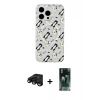 MARSİLYAN™- iPhone 15 Pro Max Kılıf Pusula Form - Siyah 360 Mat Full Body Arka Koruyucu + Raze Metal Kamera Lens - SH
