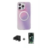 MARSİLYAN™- iPhone 15 Pro Max Kılıf Pusula Form - Siyah 360 Mat Full Body Arka Koruyucu + Raze Metal Kamera Lens - SH
