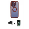 MARSİLYAN™- iPhone 15 Pro Max Kılıf Pusula Form - Siyah 360 Mat Full Body Arka Koruyucu + Raze Metal Kamera Lens - GS