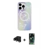 MARSİLYAN™- iPhone 15 Pro Max Kılıf Pusula Form - Siyah 360 Mat Full Body Arka Koruyucu + Raze Metal Kamera Lens - SH