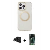 MARSİLYAN™- iPhone 15 Pro Max Kılıf Pusula Form - Siyah 360 Mat Full Body Arka Koruyucu + Raze Metal Kamera Lens - SH