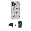 MARSİLYAN™- iPhone 15 Pro Max Kılıf Pusula Form - Siyah 360 Mat Full Body Arka Koruyucu + Raze Metal Kamera Lens - SH