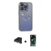 MARSİLYAN™- iPhone 15 Pro Max Kılıf Pusula Form - Siyah 360 Mat Full Body Arka Koruyucu + Raze Metal Kamera Lens - GS