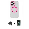 MARSİLYAN™- iPhone 15 Pro Max Kılıf Pusula Form - Siyah 360 Mat Full Body Arka Koruyucu + Raze Metal Kamera Lens - TMGI
