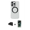 MARSİLYAN™- iPhone 15 Pro Max Kılıf Pusula Form - Siyah 360 Mat Full Body Arka Koruyucu + Raze Metal Kamera Lens - SH