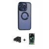 MARSİLYAN™- iPhone 15 Pro Max Kılıf Pusula Form - Siyah 360 Mat Full Body Arka Koruyucu + Raze Metal Kamera Lens - TMGI