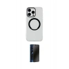 MARSİLYAN™- iPhone 15 Pro Max Kılıf Pusula Form - Siyah 3D Antistatik Hayalet Cam Ekran Koruyucu