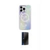 MARSİLYAN™- iPhone 15 Pro Max Kılıf Pusula Form - Siyah 3D Antistatik Hayalet Cam Ekran Koruyucu