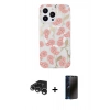 MARSİLYAN™- iPhone 15 Pro Max Kılıf Pusula Form - Siyah 3D Antistatik Hayalet Cam Ekran Koruyucu + Raze Metal Kamera Lens - GS