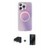MARSİLYAN™- iPhone 15 Pro Max Kılıf Pusula Form - Siyah 3D Antistatik Hayalet Cam Ekran Koruyucu + Raze Metal Kamera Lens - LT