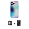 MARSİLYAN™- iPhone 15 Pro Max Kılıf Pusula Form - Siyah 3D Antistatik Hayalet Cam Ekran Koruyucu + PVD Metal Kamera Lens - GI
