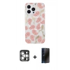 MARSİLYAN™- iPhone 15 Pro Max Kılıf Pusula Form - Siyah 3D Antistatik Hayalet Cam Ekran Koruyucu + PVD Metal Kamera Lens - GS
