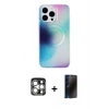 MARSİLYAN™- iPhone 15 Pro Max Kılıf Pusula Form - Siyah 3D Antistatik Hayalet Cam Ekran Koruyucu + PVD Metal Kamera Lens - GS