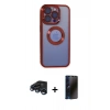 MARSİLYAN™- iPhone 15 Pro Max Kılıf Pusula Form - Siyah 3D Antistatik Hayalet Cam Ekran Koruyucu + Raze Metal Kamera Lens - LT