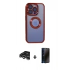 MARSİLYAN™- iPhone 15 Pro Max Kılıf Pusula Form - Siyah 3D Antistatik Hayalet Cam Ekran Koruyucu + Raze Metal Kamera Lens - GS
