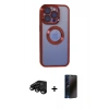 MARSİLYAN™- iPhone 15 Pro Max Kılıf Pusula Form - Siyah 3D Antistatik Hayalet Cam Ekran Koruyucu + Raze Metal Kamera Lens - SH
