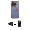 MARSİLYAN™- iPhone 15 Pro Max Kılıf Pusula Form - Siyah 3D Antistatik Hayalet Cam Ekran Koruyucu + Raze Metal Kamera Lens - SH