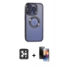 MARSİLYAN™- iPhone 15 Pro Max Kılıf Pusula Form - Siyah 3D Antistatik Mat Seramik Nano Ekran Koruyucu + PVD Metal Kamera Lens - GI