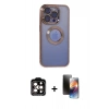 MARSİLYAN™- iPhone 15 Pro Max Kılıf Pusula Form - Siyah 3D Antistatik Mat Seramik Nano Ekran Koruyucu + PVD Metal Kamera Lens - TU
