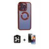 MARSİLYAN™- iPhone 15 Pro Max Kılıf Pusula Form - Siyah 3D Antistatik Mat Seramik Nano Ekran Koruyucu + PVD Metal Kamera Lens - TU