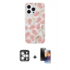 MARSİLYAN™- iPhone 15 Pro Max Kılıf Pusula Form - Siyah 3D Antistatik Mat Seramik Nano Ekran Koruyucu + PVD Metal Kamera Lens - GS