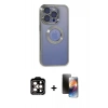 MARSİLYAN™- iPhone 15 Pro Max Kılıf Pusula Form - Siyah 3D Antistatik Mat Seramik Nano Ekran Koruyucu + PVD Metal Kamera Lens - TU