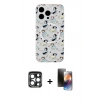 MARSİLYAN™- iPhone 15 Pro Max Kılıf Pusula Form - Siyah 3D Antistatik Mat Seramik Nano Ekran Koruyucu + PVD Metal Kamera Lens - LT