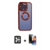 MARSİLYAN™- iPhone 15 Pro Max Kılıf Pusula Form - Siyah 3D Antistatik Mat Seramik Nano Ekran Koruyucu + PVD Metal Kamera Lens - GI
