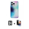 MARSİLYAN™- iPhone 15 Pro Max Kılıf Pusula Form - Siyah 3D Antistatik Mat Seramik Nano Ekran Koruyucu + PVD Metal Kamera Lens - LT