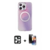 MARSİLYAN™- iPhone 15 Pro Max Kılıf Pusula Form - Siyah 3D Antistatik Mat Seramik Nano Ekran Koruyucu + PVD Metal Kamera Lens - LT