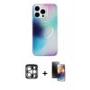 MARSİLYAN™- iPhone 15 Pro Max Kılıf Pusula Form - Siyah 3D Antistatik Mat Seramik Nano Ekran Koruyucu + PVD Metal Kamera Lens - GS