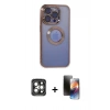 MARSİLYAN™- iPhone 15 Pro Max Kılıf Pusula Form - Siyah 3D Antistatik Mat Seramik Nano Ekran Koruyucu + PVD Metal Kamera Lens - GI