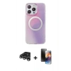 MARSİLYAN™- iPhone 15 Pro Max Kılıf Pusula Form - Siyah 3D Antistatik Mat Seramik Nano Ekran Koruyucu + Raze Metal Kamera Lens - GS