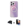 MARSİLYAN™- iPhone 15 Pro Max Kılıf Pusula Form - Siyah 3D Antistatik Mat Seramik Nano Ekran Koruyucu + Raze Metal Kamera Lens - LT
