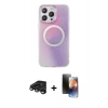 MARSİLYAN™- iPhone 15 Pro Max Kılıf Pusula Form - Siyah 3D Antistatik Mat Seramik Nano Ekran Koruyucu + Raze Metal Kamera Lens - TMGI