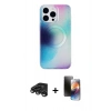 MARSİLYAN™- iPhone 15 Pro Max Kılıf Pusula Form - Siyah 3D Antistatik Mat Seramik Nano Ekran Koruyucu + Raze Metal Kamera Lens - TMGI