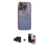 MARSİLYAN™- iPhone 15 Pro Max Kılıf Pusula Form - Siyah 3D Antistatik Mat Seramik Nano Ekran Koruyucu + Raze Metal Kamera Lens - TMGI