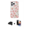 MARSİLYAN™- iPhone 15 Pro Max Kılıf Pusula Form - Siyah 3D Antistatik Mat Seramik Nano Ekran Koruyucu + Raze Metal Kamera Lens - TMGI