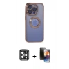 MARSİLYAN™- iPhone 15 Pro Max Kılıf Pusula Form - Siyah 3D Antistatik Mat Seramik Nano Ekran Koruyucu + Siyah PVD Metal Kamera Lens