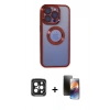 MARSİLYAN™- iPhone 15 Pro Max Kılıf Pusula Form - Siyah 3D Antistatik Mat Seramik Nano Ekran Koruyucu + Siyah PVD Metal Kamera Lens