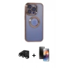 MARSİLYAN™- iPhone 15 Pro Max Kılıf Pusula Form - Siyah 3D Antistatik Mat Seramik Nano Ekran Koruyucu + Raze Metal Kamera Lens - SH
