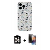 MARSİLYAN™- iPhone 15 Pro Max Kılıf Pusula Form - Siyah 3D Antistatik Mat Seramik Nano Ekran Koruyucu + PVD Metal Kamera Lens - TU