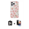 MARSİLYAN™- iPhone 15 Pro Max Kılıf Pusula Form - Siyah 3D Antistatik Mat Seramik Nano Ekran Koruyucu + PVD Metal Kamera Lens - TU