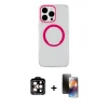 MARSİLYAN™- iPhone 15 Pro Max Kılıf Pusula Form - Siyah 3D Antistatik Mat Seramik Nano Ekran Koruyucu + PVD Metal Kamera Lens - TU