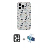 MARSİLYAN™- iPhone 15 Pro Max Kılıf Pusula Form - Siyah 3D Antistatik Seramik Nano Ekran Koruyucu + PVD Metal Kamera Lens - LT