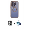 MARSİLYAN™- iPhone 15 Pro Max Kılıf Pusula Form - Siyah 3D Antistatik Seramik Nano Ekran Koruyucu + PVD Metal Kamera Lens - LT
