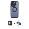 MARSİLYAN™- iPhone 15 Pro Max Kılıf Pusula Form - Siyah 3D Antistatik Seramik Nano Ekran Koruyucu + PVD Metal Kamera Lens - SH